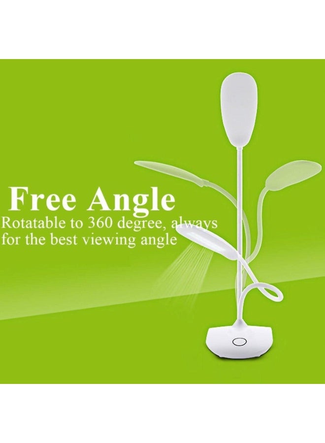 LED Table Lamp With Rotating Flexible Base, Dimmable, Battery Operated, White - Desk and Bedside Lighting - Image 3