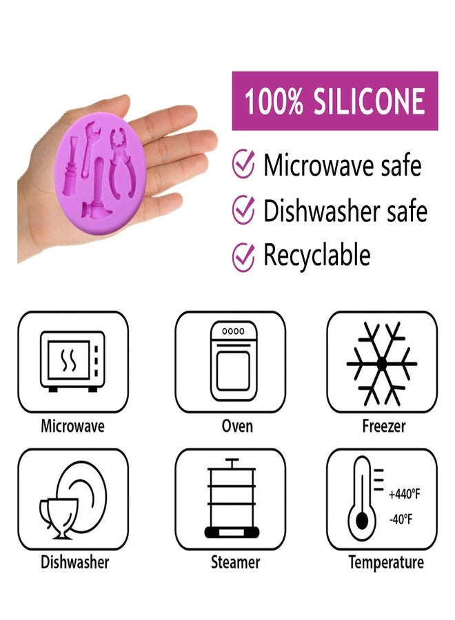 acvcatto Construction Tools Silicone Molds, Hand Tools Wrench Chocolate Molds, Ladder Screwdriver Scissor Fondant Baking Molds for Cake Decoration Cupcake Topper Candy Clay Resin - Image 3