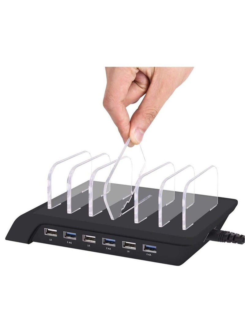 USB Charging Dock - 6-Port - Fast Charging Station for Multiple Devices Apple - Multi Device Charger Station - Compatible with Apple iPad iPhone and Android Cell Phone and Tablet  - Image 2