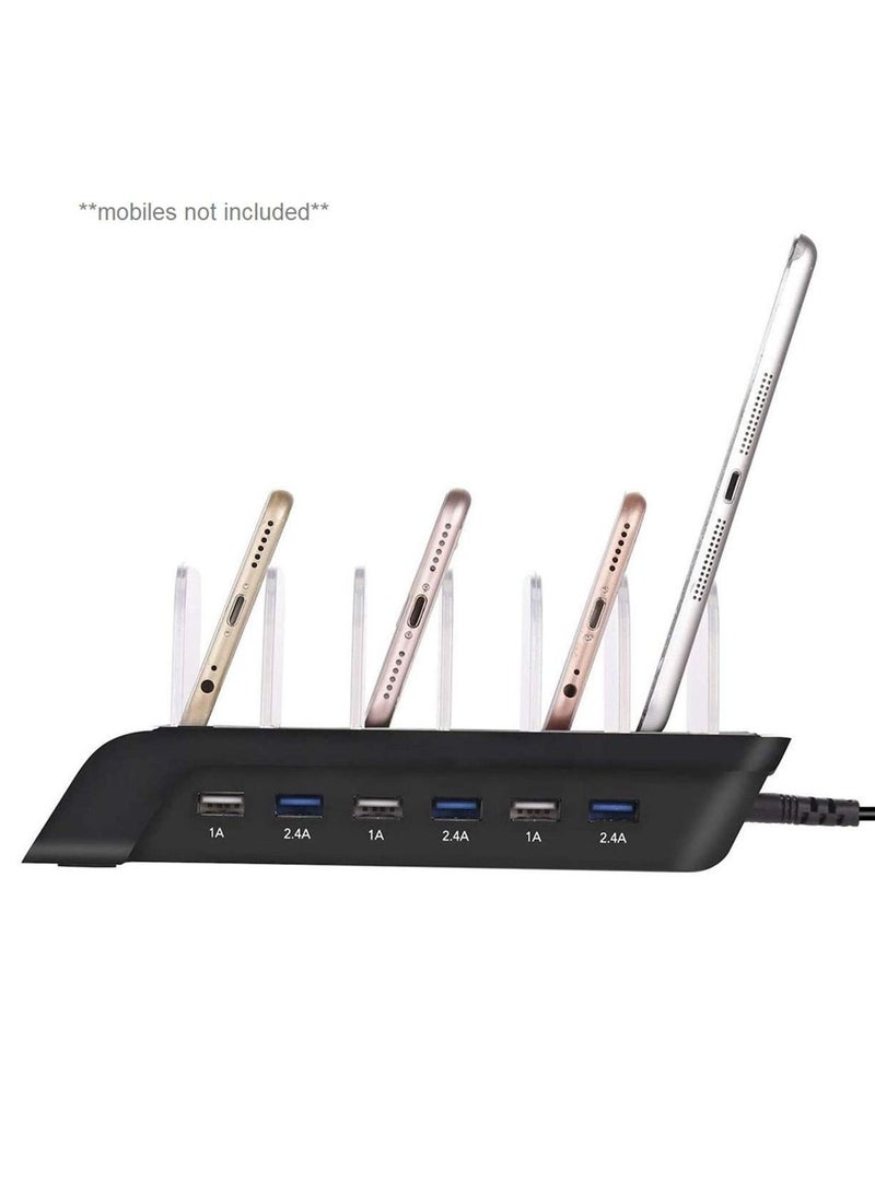 USB Charging Dock - 6-Port - Fast Charging Station for Multiple Devices Apple - Multi Device Charger Station - Compatible with Apple iPad iPhone and Android Cell Phone and Tablet  - Image 4