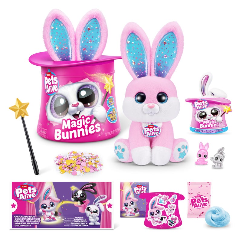 Pets Alive Magic Bunnies (Candy) by ZURU Electronic Plush Unboxing Surprise Interactive Magic Toy - Image 1