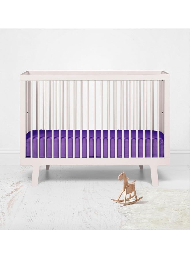 Bacati Bacati Mix and Match Solid Crib Fitted Sheet, Purple, 2 Count  - Image 5