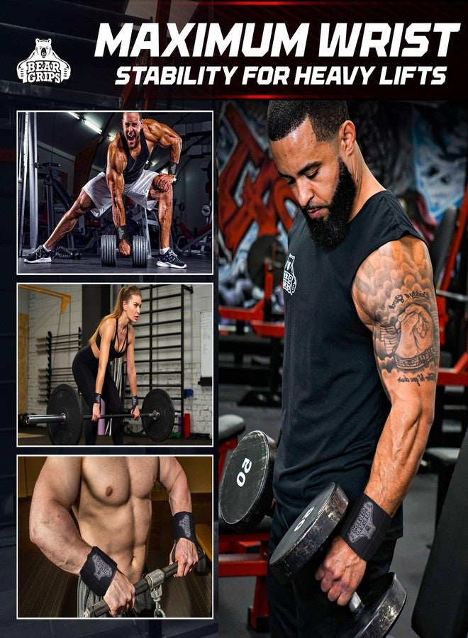 Bear Grips Wrist Wraps for Weightlifting | Weight Lifting Wrist Straps for Weightlifting | Extra Strength Gym Wrist Wraps | Two Wrist Wrap Per Pack | 12” & 18” | Lifting for Men & Women - Image 4