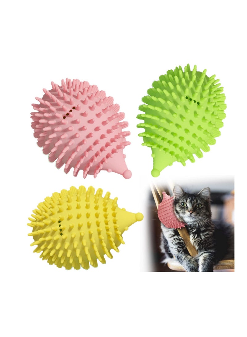 SYOSI Cat Self Groomer 4.5in Cat Grooming Brush Wall Mount Cat Face Grooming Brush Pet Grooming Massage Comb Groomer Massage Comb for Long Short Fur Kitten Cats 3Pcs - Image 1