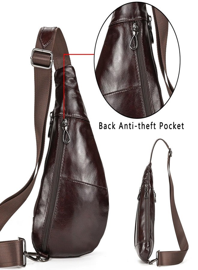 SAIION Genuine Leather sling bag for men casual crossbody backpack small shoulder bag chest bag for Travel, 9050 Brown - Image 4