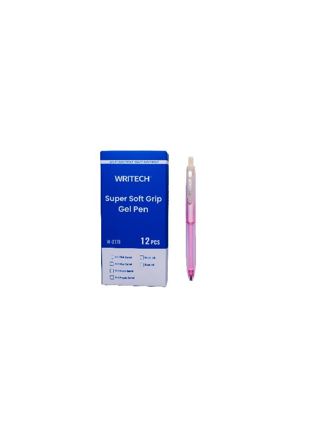 Writech SOFT GRIP GEL PEN Pink 12pcs