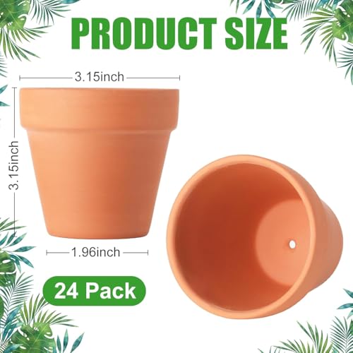 WinJiaYao 24 Pack 3 Inch Terracotta Pots Mini Clay Pots with Drainage HolesCactus Flower Nursery Terra Cotta Pot for IndoorOutdoor Succulent Plants Crafts Wedding Favor - Image 3