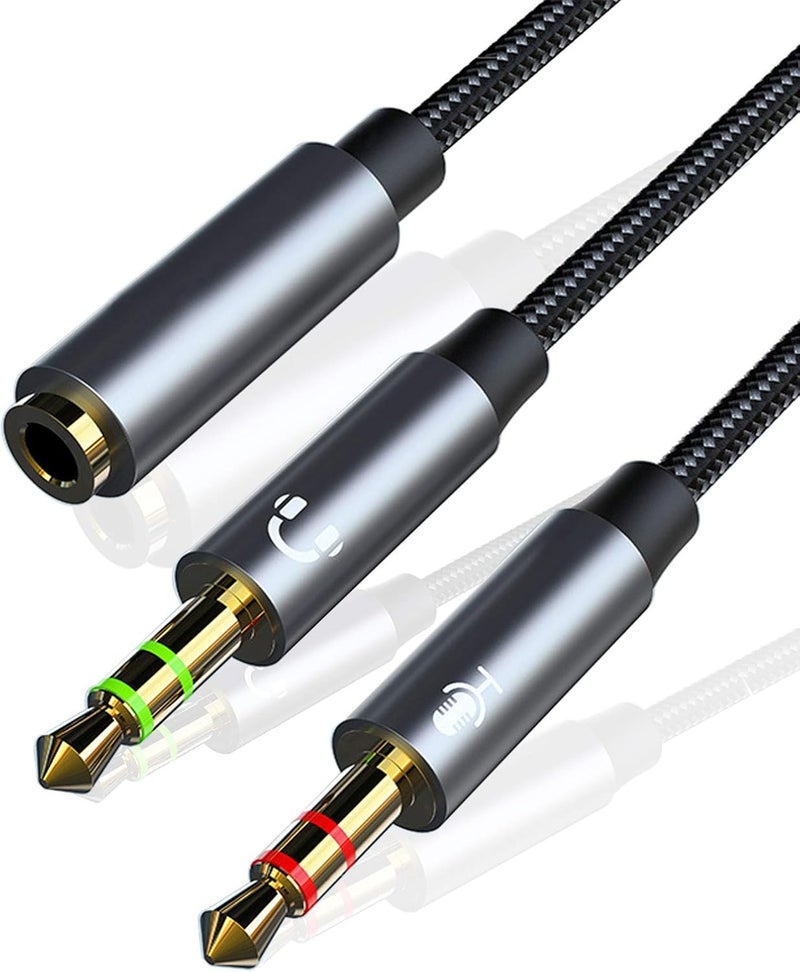 weishan كابل تقسيم الصوت للكمبيوتر بديل لـ HyperX Cloud II Alpha Stinger Core Astro A10 A40 Turtle Beach Recon 70 SteelSeries Sennheiser سماعة الألعاب YAdapter 12 بوصة - Image 1