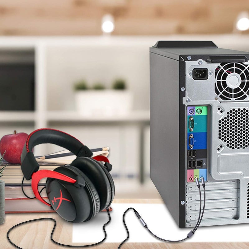 weishan كابل تقسيم الصوت للكمبيوتر بديل لـ HyperX Cloud II Alpha Stinger Core Astro A10 A40 Turtle Beach Recon 70 SteelSeries Sennheiser سماعة الألعاب YAdapter 12 بوصة - Image 5