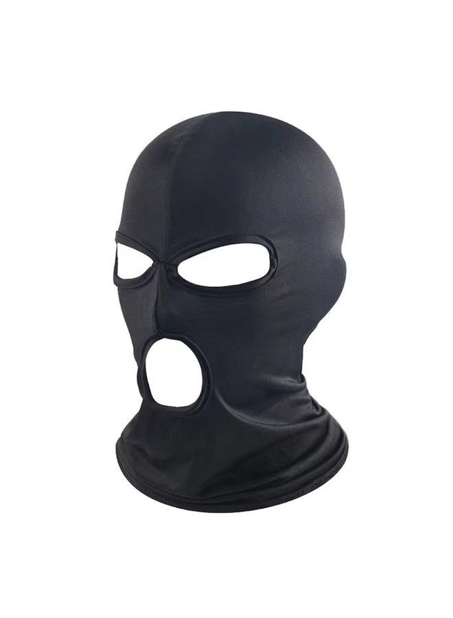 WYSUMMER 3 Hole Full Face Mask, Women Men Thin Balaclava Face Mask for Motorcycle Bike Hunting Cycling Cap Ski (Black) - Image 1
