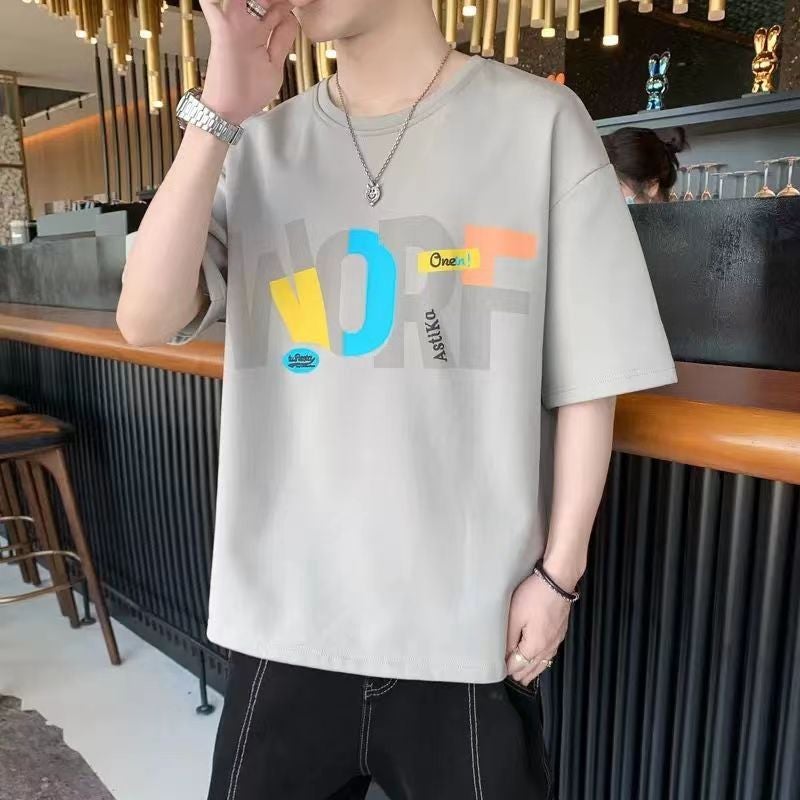 Summer Thin Ice Silk Short-Sleeved T-Shirt Men'S Round Neck Sports Fashion Brand Japanese Style Retro Casual High Street Teenager T-Shirt - Image 1