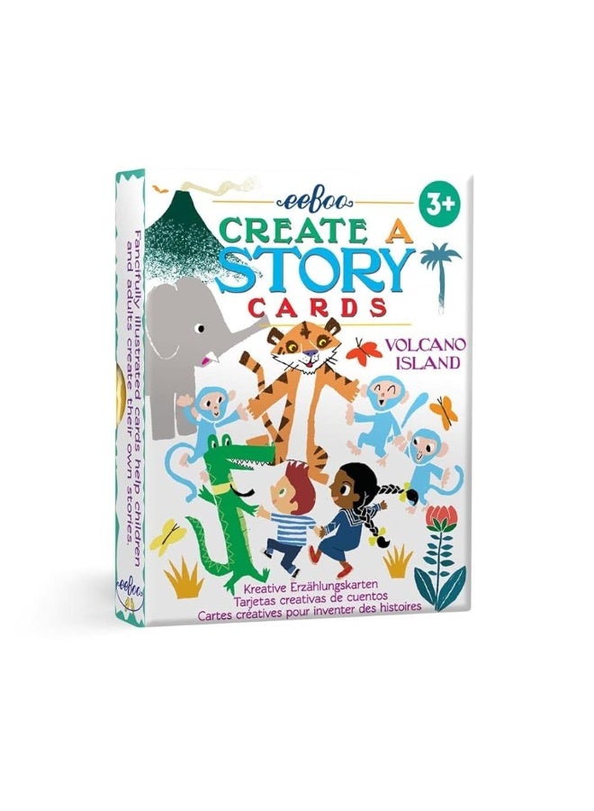 eeBoo: Create a Story Cards, Tell Me a Story, Volcano Island, 36 Cards Included in The Set, Encourages Imagination, Creativity and Story-Telling, for Ages 3 and up - Image 1