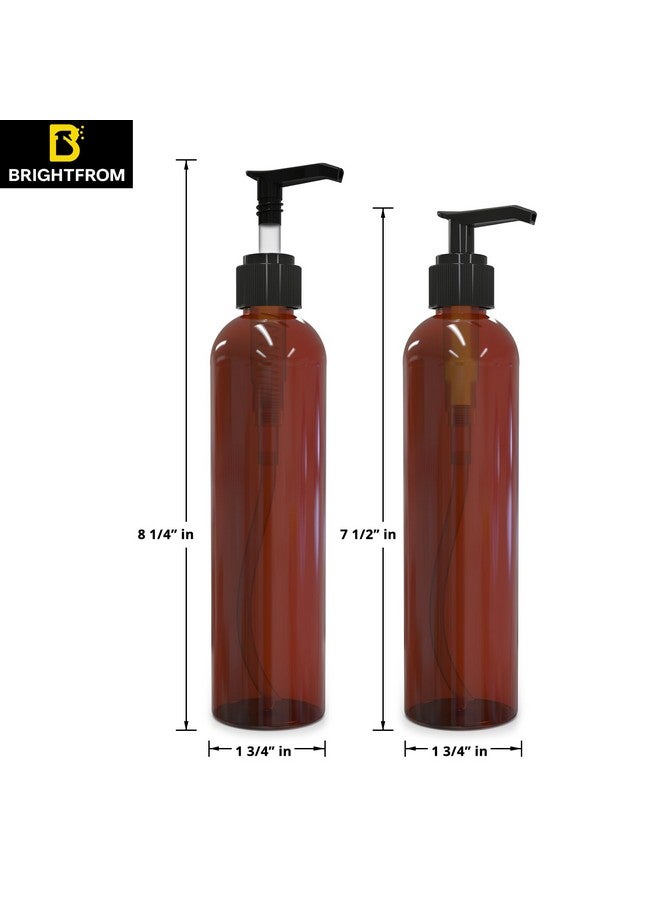 BRIGHTFROM Lotion Pump Bottles, Empty 8 Oz, Bpa-Free Refillable Plastic Containers, Amber With Black Dispenser For - Soap, Shampoo, Lotions, Liquid Body Soap, Creams And Massage Oil (2 Pack) - Image 3