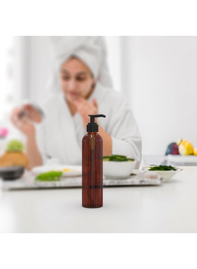 BRIGHTFROM Lotion Pump Bottles, Empty 8 Oz, Bpa-Free Refillable Plastic Containers, Amber With Black Dispenser For - Soap, Shampoo, Lotions, Liquid Body Soap, Creams And Massage Oil (2 Pack) - Image 4