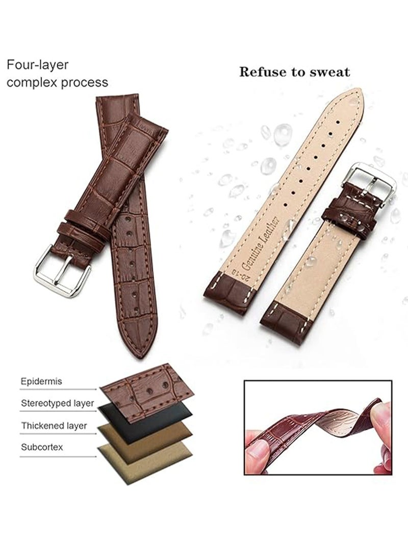 Adando - Adando Genuine Leather Watch Strap Soft Bamboo Pattern Genuine Cowhide Leather Strap Leather Replacement Watch Band for Men Women 20mm 22mm Replacement Bands for Watch Accessories for Watch - Image 1