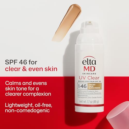 EltaMD UV Clear Tinted Sunscreen for Face SPF 46 with Zinc Oxide OilFree Dermatologist Recommended For AcneProne Sensitive Skin 17 oz Pack of 2 - Image 3