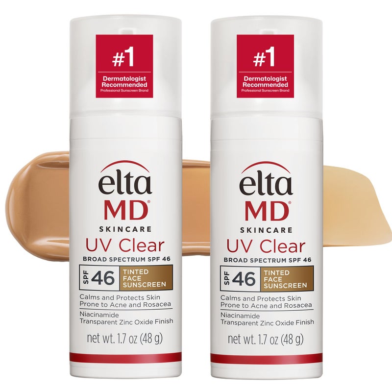 EltaMD UV Clear Tinted Sunscreen for Face SPF 46 with Zinc Oxide OilFree Dermatologist Recommended For AcneProne Sensitive Skin 17 oz Pack of 2 - Image 2
