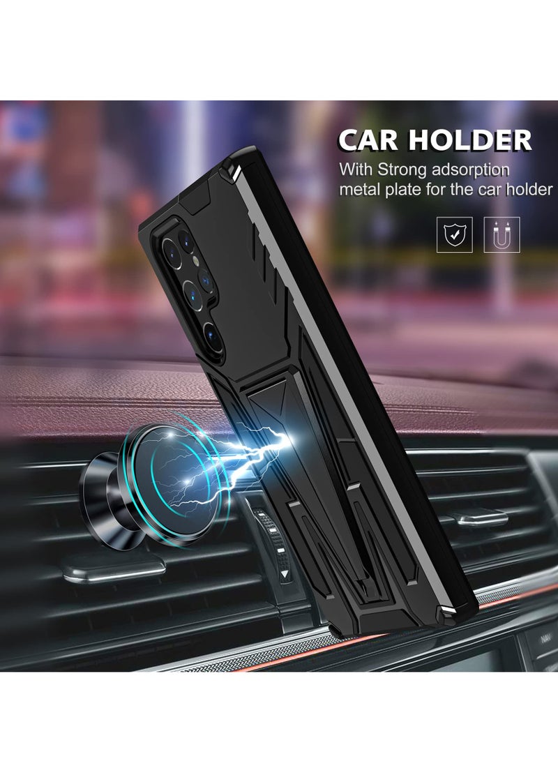 SOLARAE Compatible Galaxy S22 Ultra Phone Case with Stand Heavy Duty Military Grade Protection Compatible Galaxy S22 Ultra 5g, Compatible Samsung Galaxy S22 Ultra Built-In Stand Magnetic Case (Black) - Image 3