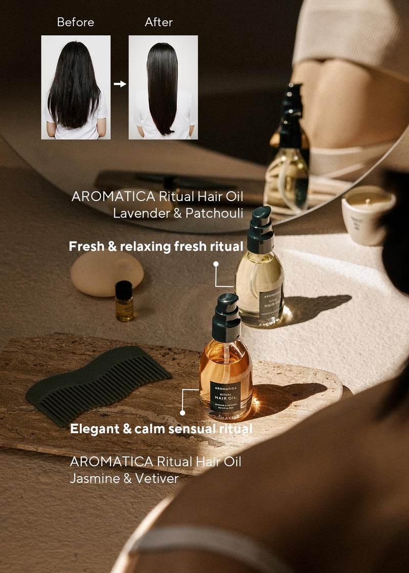 AROMATICA Ritual Jasmine & Vetiver Hair Oil 50ml / 1.6 fl. oz - Nourishing Silicone-Free Oil for Damaged frizzy Hair with Pure Fragrance - Image 5