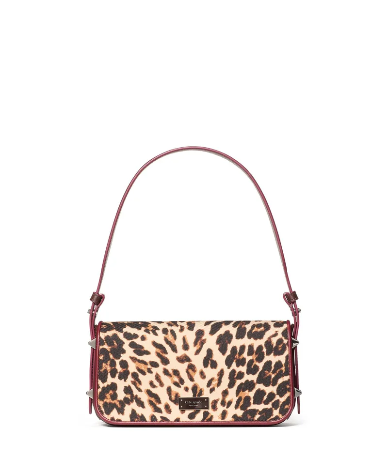 كيت سبيد Liv Downtown Leopard Fabric Shoulder Bag