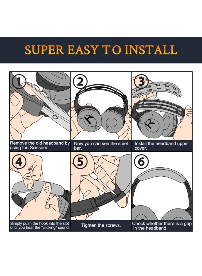 شابية وسادات أذن + غطاء حماية لعصابة الرأس، طقم استبدال لسماعات Bose QuietComfort 35 QC35 وQC35 ii فوق الأذن - أزرق - Image 5