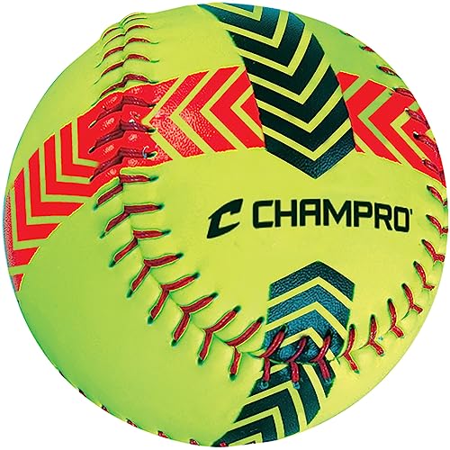 Champro Striped Training Softball Set (Optic Yellow, 12-Inch) - Image 1