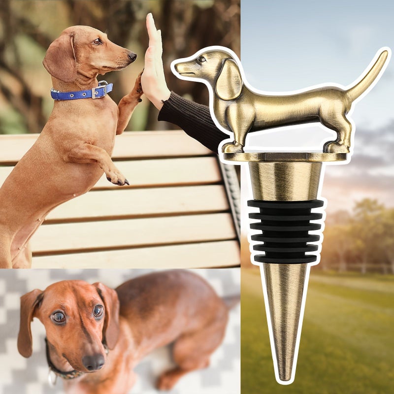 Dachshund Wine Stopper Bronze Decorative Metal Dog Bottle Topper Reusable Seal Set Of 1 For Red Wine Champagne Unique Gift - Image 5