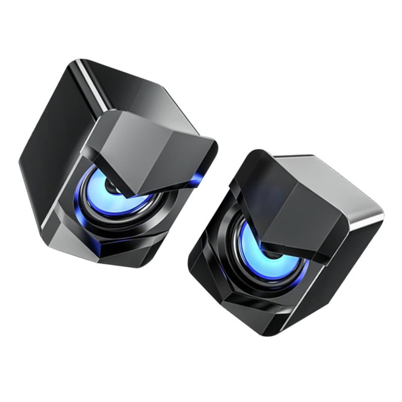 Black Wired USB Computer Speakers with Subwoofer for Desktop Laptop - Image 2