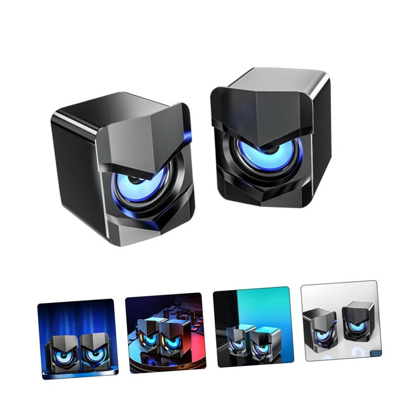 Black Wired USB Computer Speakers with Subwoofer for Desktop Laptop - Image 5