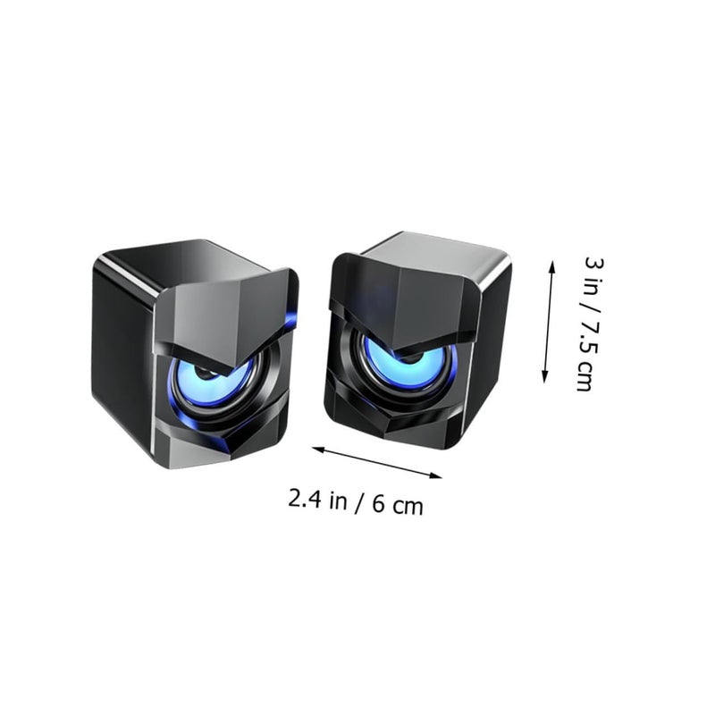 Black Wired USB Computer Speakers with Subwoofer for Desktop Laptop - Image 3