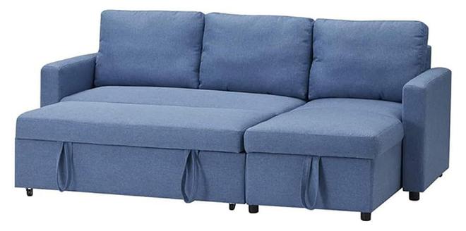MAF furniture Maf Diwan Sofa Cum Bed With Cushions L-Shaped Storage Space | Convertible Living Room Furniture Maf-S05- Blue - Image 1