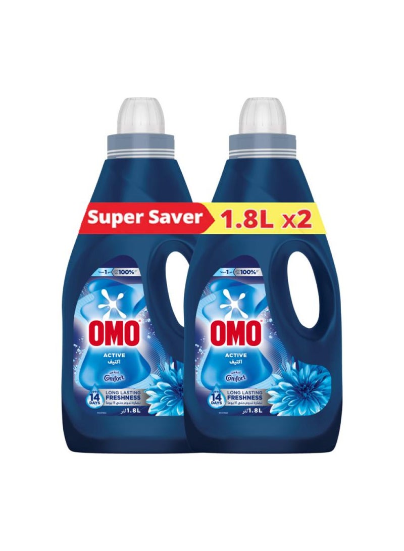Omo Active Liquid Laundry Detergent 2 x 1.8L - Image 1