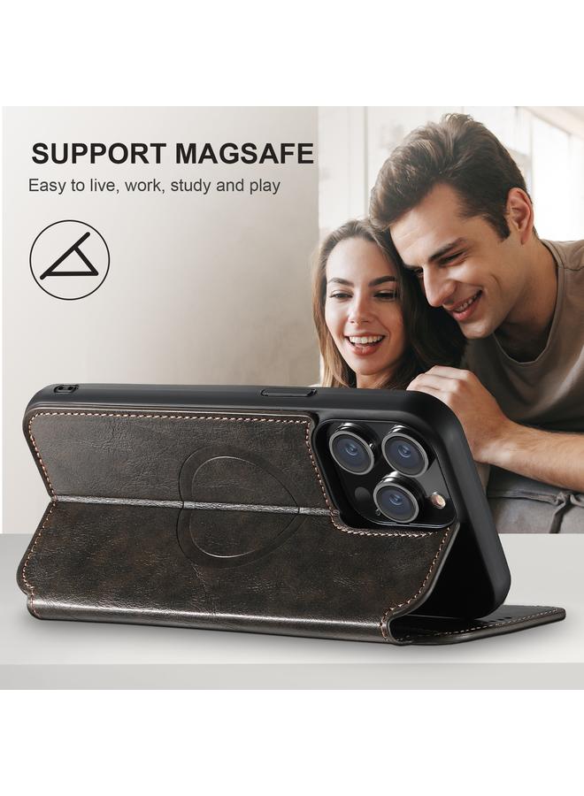 Suteni Case For iPhone 16 Pro Max J05 Leather Magnetic MagSafe Phone Case - Image 5