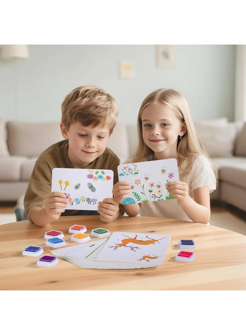 Finger Paint for Kids 3+ Years, Coloring Books, Non-Toxic Water Paint, Portable Creative Kit with Stampers for Travel (12 Colors) - Image 2