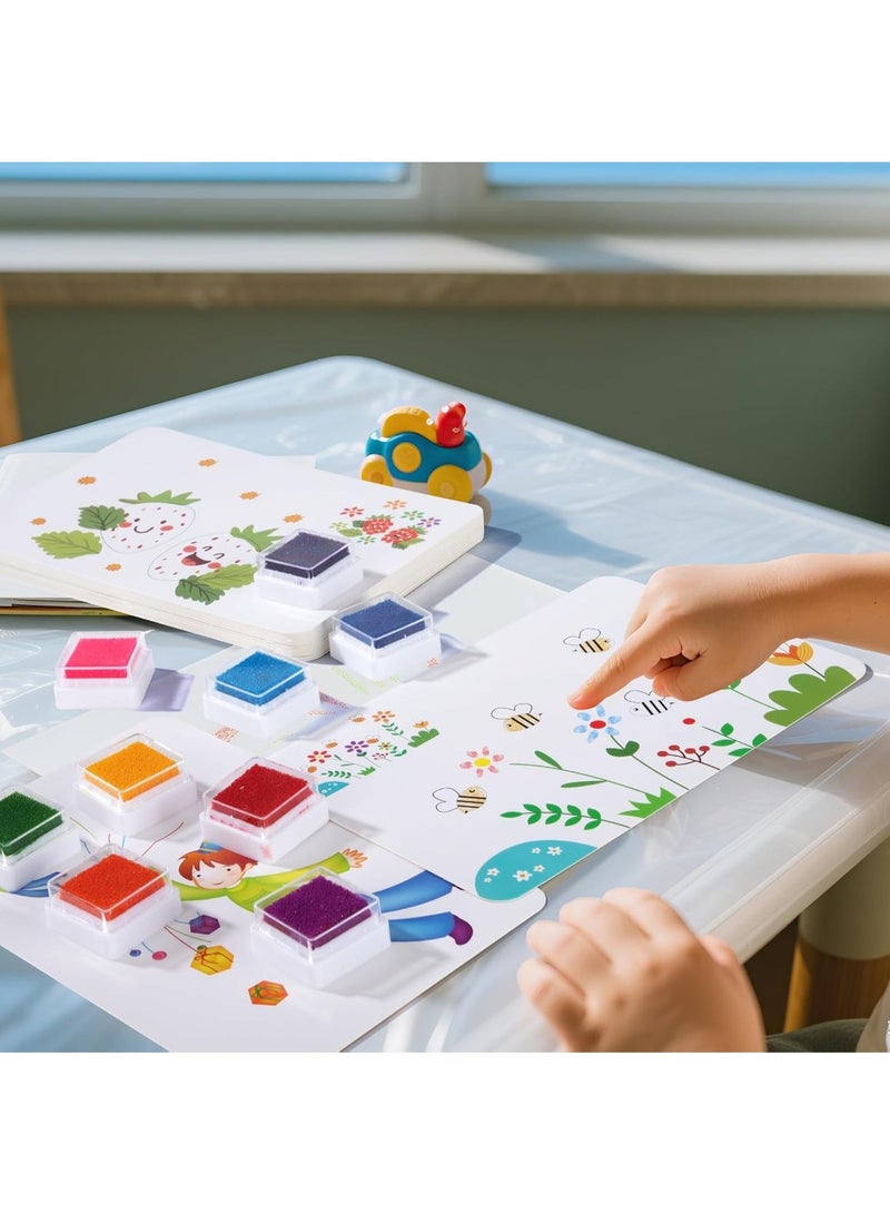 Finger Paint for Kids 3+ Years, Coloring Books, Non-Toxic Water Paint, Portable Creative Kit with Stampers for Travel (12 Colors) - Image 5