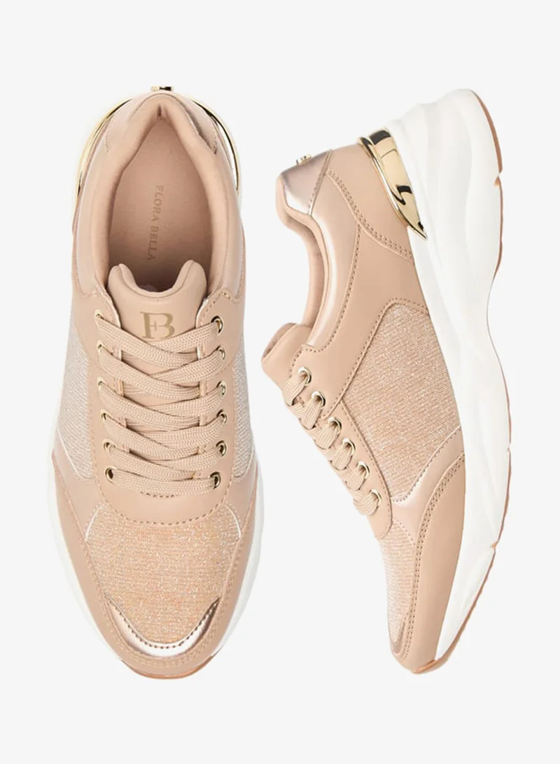 فلورا بيلا من شو إكسبرس سنيكرز نسائي لامع بنقوش مع رباط