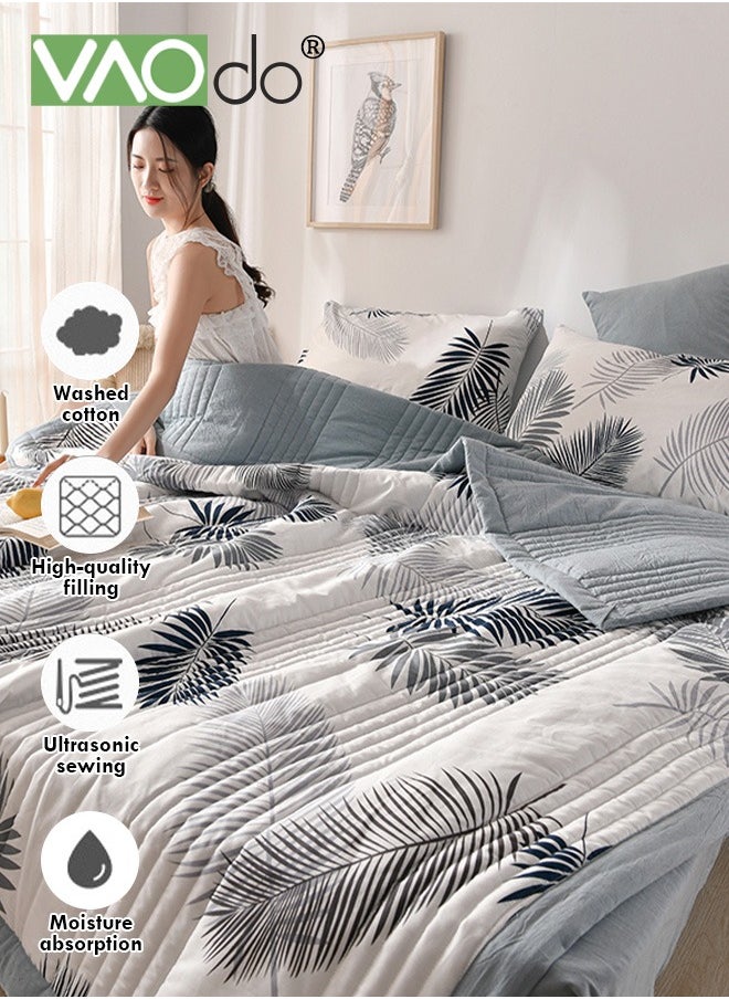 VAOdo Queen Size Quilt  Overall washable Soft Blanket  Washed Cotton Material Bed Quilt Soft and Breathable Lightweight for Spring Summer Autumn Air-conditioned Room Summer Quilt  - Image 2