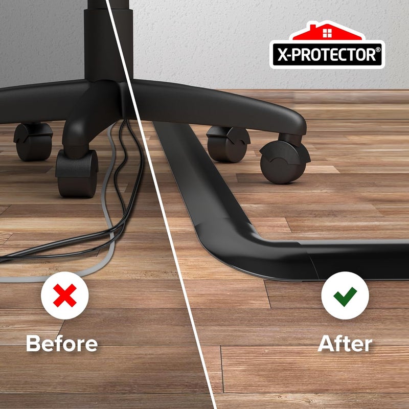 X-Protector Corners for Floor Cord Covers by - 4 PCS - Silicone Material - Black Color - Self-Adhesive - Compatible Only with Regular Version - Image 2