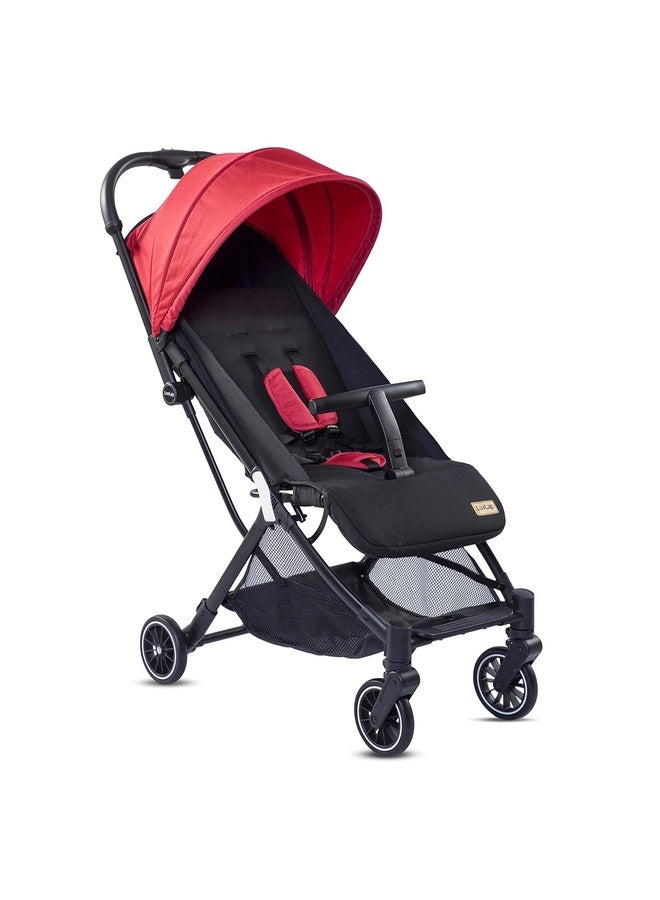 Luvlap Urbane Baby Stroller/Pram for Baby with 5 Point Safety Harness, Easy Fold, Air TravelFriendly Compact Design, Multi-Level seat Recline, Lightweight Stroller, 6 Months to 3 Years(Red &Black) - Image 1