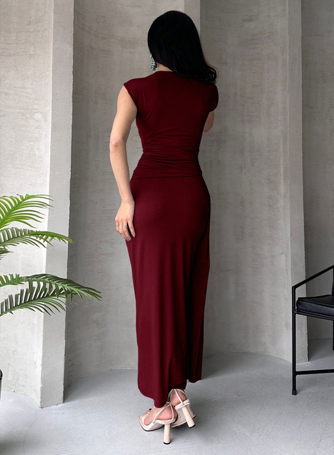 trendyol Burgundy Body Fitting Maxi Stylish Evening Evening Dress Homecoming Dress - Image 3