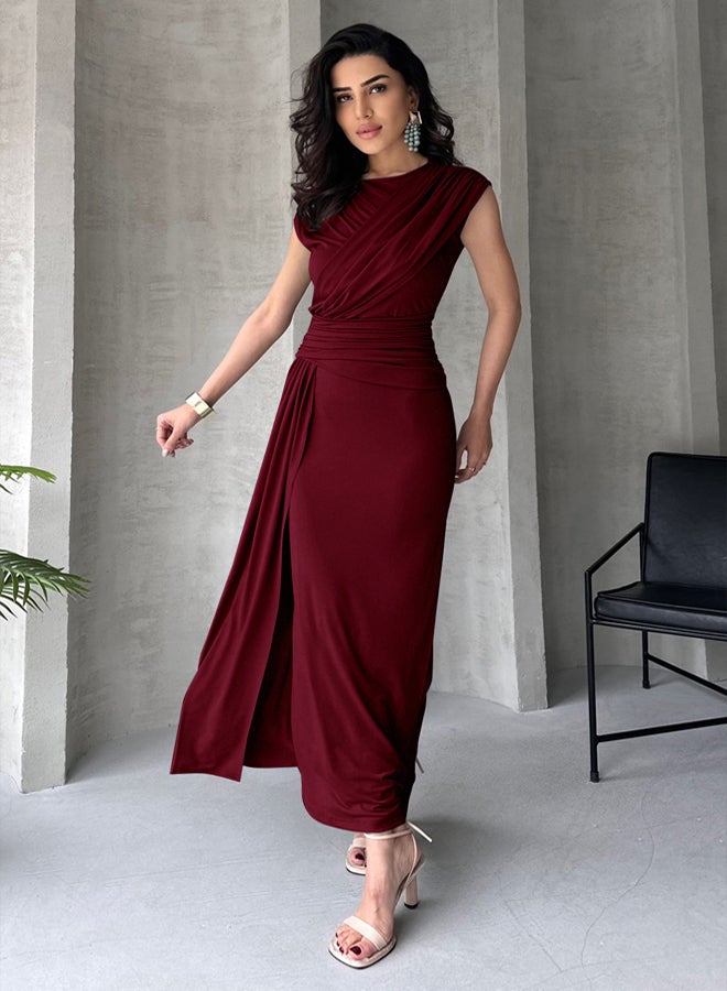 trendyol Burgundy Body Fitting Maxi Stylish Evening Evening Dress Homecoming Dress - Image 1