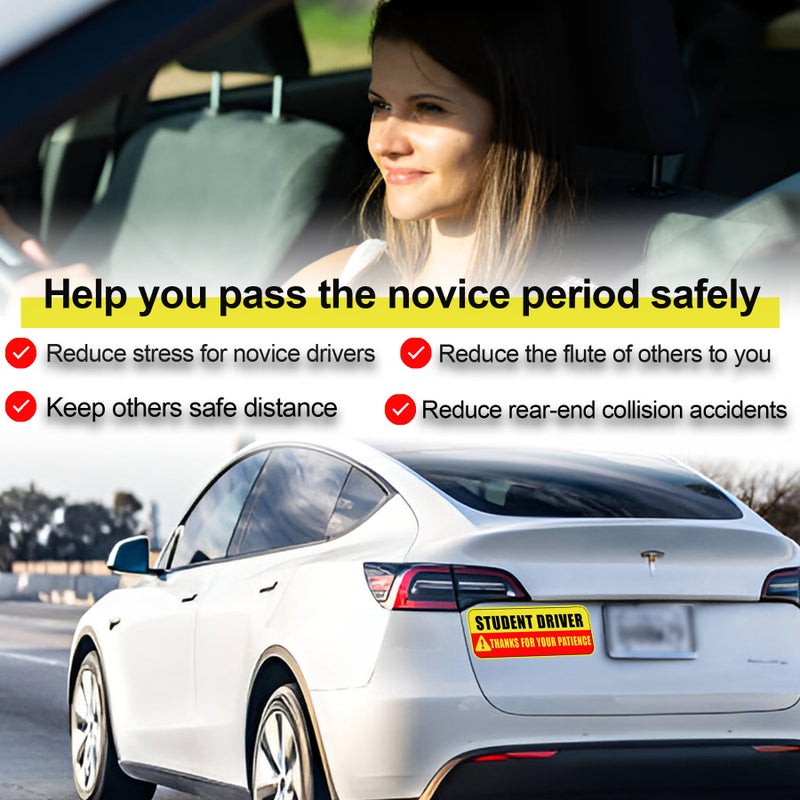 HAP FUNN Large Student Driver Magnet for Car, 3 PCS New Driver Magnet Sticker Sign for Car, Reflective Magnetic Warning Bumper Sticker for Students Novices, Removable Safety Rookie Attention Sign - Image 4