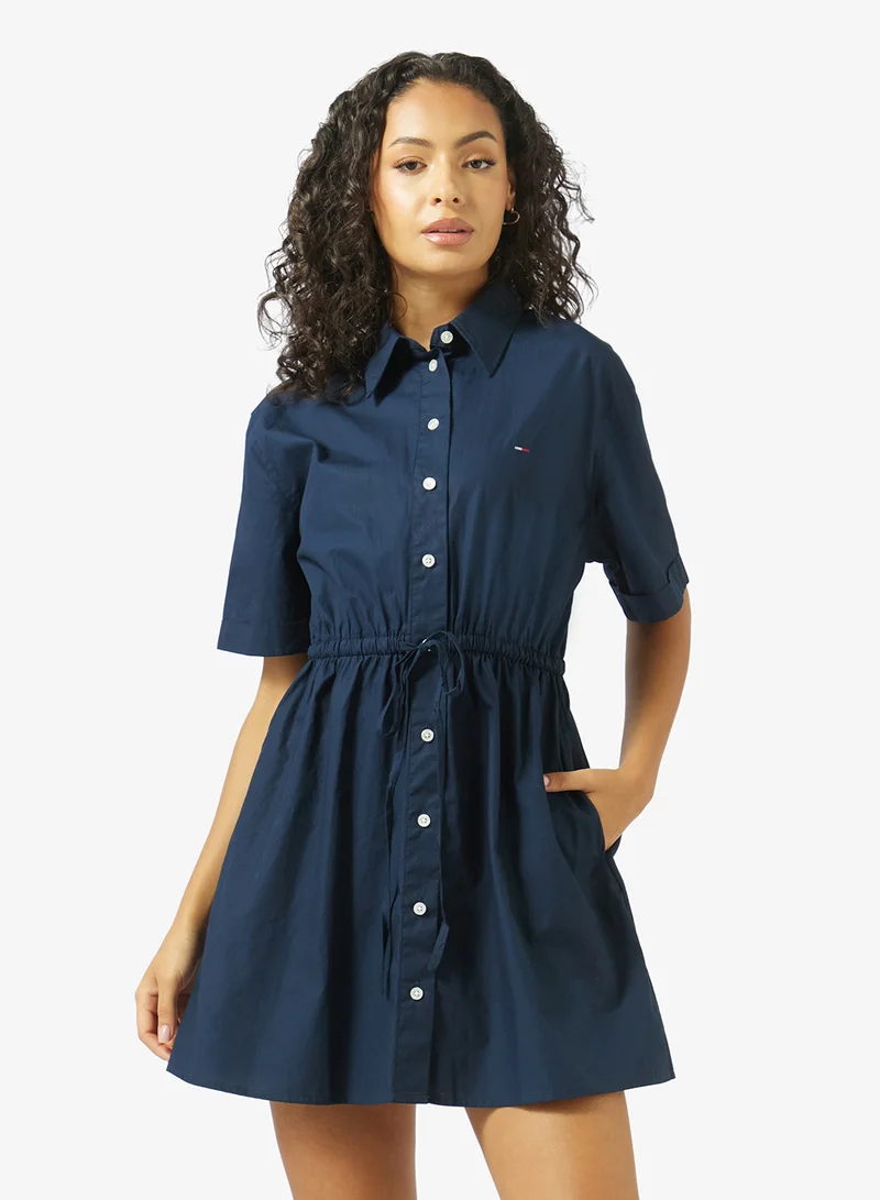 Belted Relaxed Mini Shirt Dress