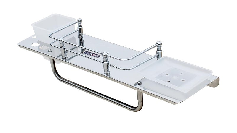 STONE STONE Stainless Steel 5 in 1 Multipurpose Bathroom Shelf with Soap Case and Tumbler Holder– Bathroom Rack - Soap Dish –Toothbrush Holder – Towel Hanger Rod – Bathroom Accessories (17 Inch) - Image 3