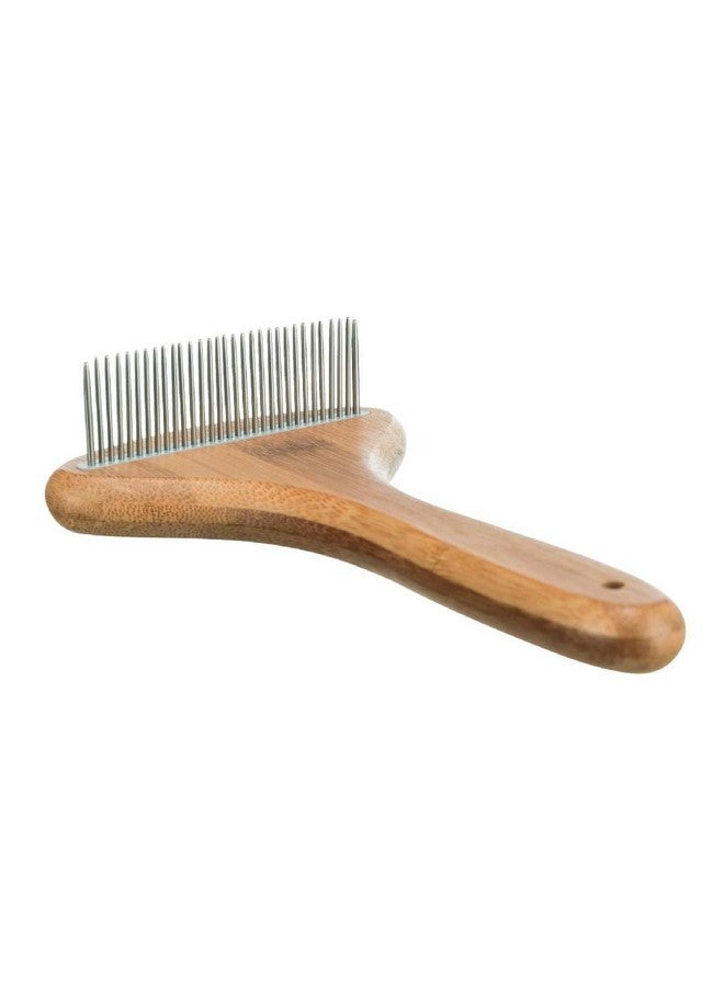 تريكسي أداة فك تشابك الشعر القصير للحيوانات الأليفة، العناية بالطبقة الأساسية، مقبض معدني من الخيزران، فك تشابك الشعر القصير للكلاب من سلالات مختلفة، أسنان معدنية ناعمة من فراء القطط بطول 2.5 سم، 10 × 17 سم، خيزران/معدن - Image 3