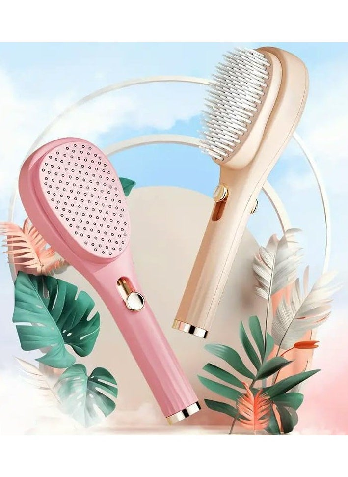ADAK ADAK Telescopic Self Cleaning hair Brush, One-Click Cleaning hair Comb and Brush, Massage Comb, Scalp Cleansing, Combs for Women and Men, Portable Telescopic Massage Comb (Beige)  - Image 3