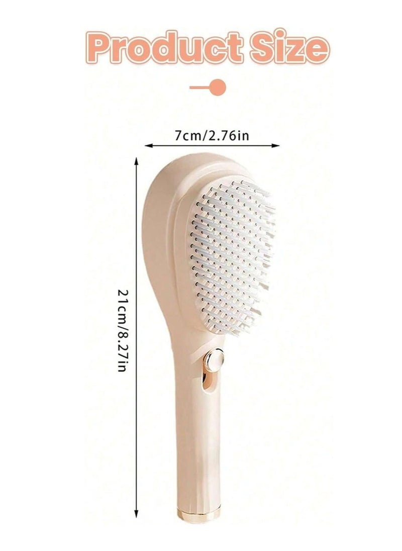ADAK ADAK Telescopic Self Cleaning hair Brush, One-Click Cleaning hair Comb and Brush, Massage Comb, Scalp Cleansing, Combs for Women and Men, Portable Telescopic Massage Comb (Beige)  - Image 4