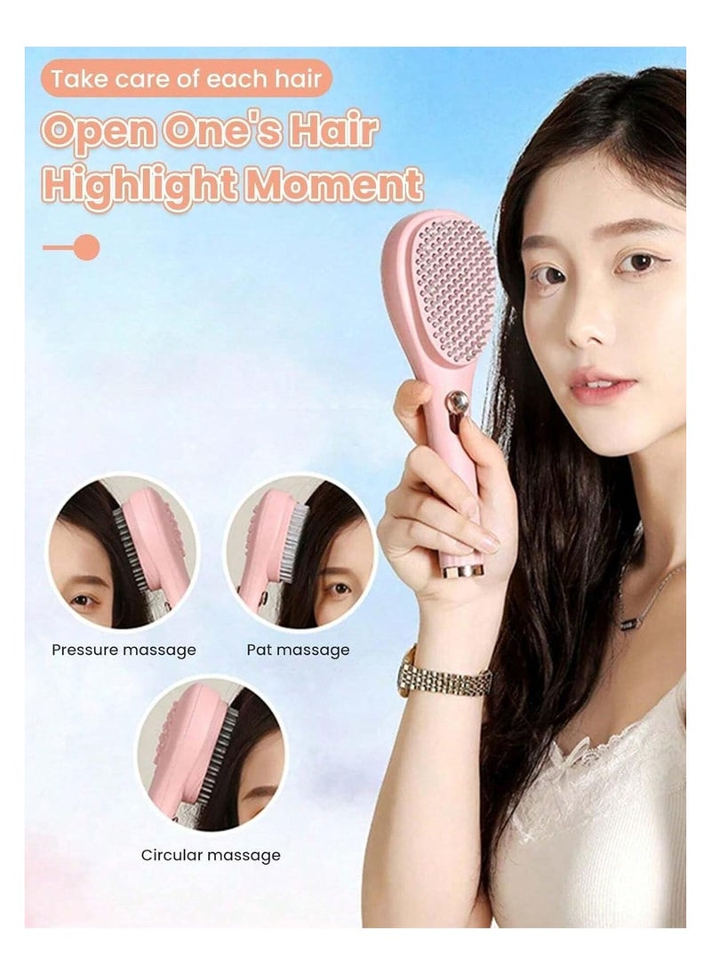ADAK ADAK Telescopic Self Cleaning hair Brush, One-Click Cleaning hair Comb and Brush, Massage Comb, Scalp Cleansing, Combs for Women and Men, Portable Telescopic Massage Comb (Beige)  - Image 5