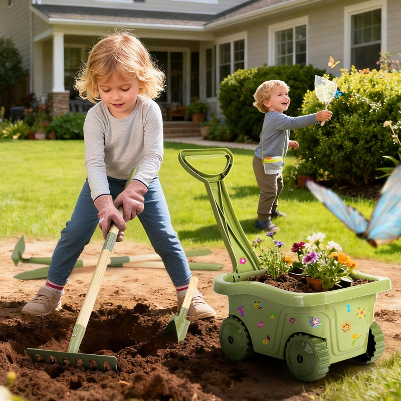 Dreamon Kids Gardening Tools & Bug Catcher Kit  2-In-1 Outdoor Toys With Wheelbarrow And Bug House  Stem Educational Toys For 3 Year Old  Birthday Gifts Outdoor Gifts For Kids 3-5 - Image 2