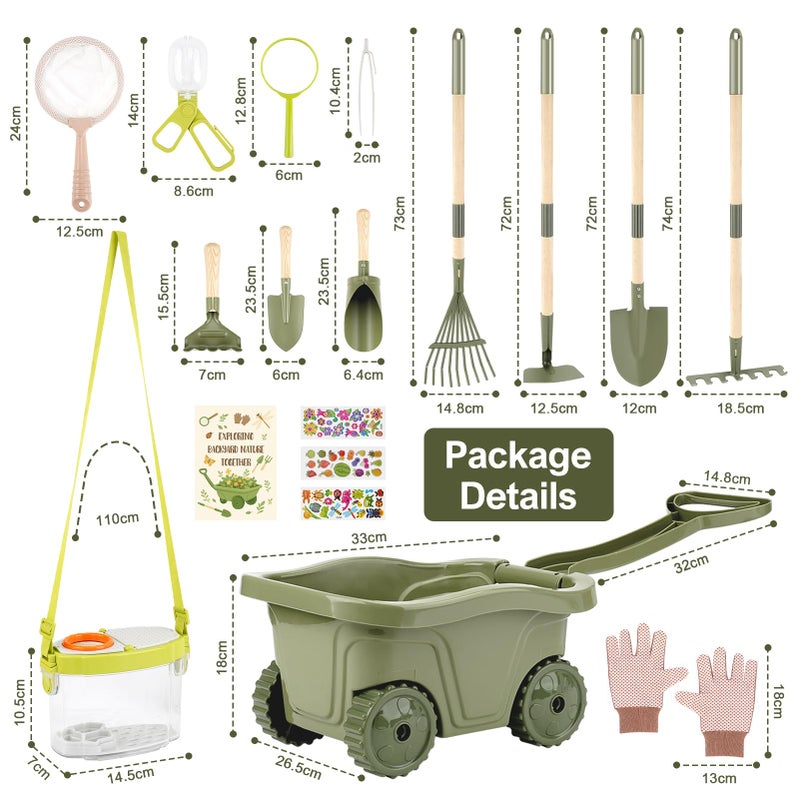 Dreamon Kids Gardening Tools & Bug Catcher Kit  2-In-1 Outdoor Toys With Wheelbarrow And Bug House  Stem Educational Toys For 3 Year Old  Birthday Gifts Outdoor Gifts For Kids 3-5 - Image 3